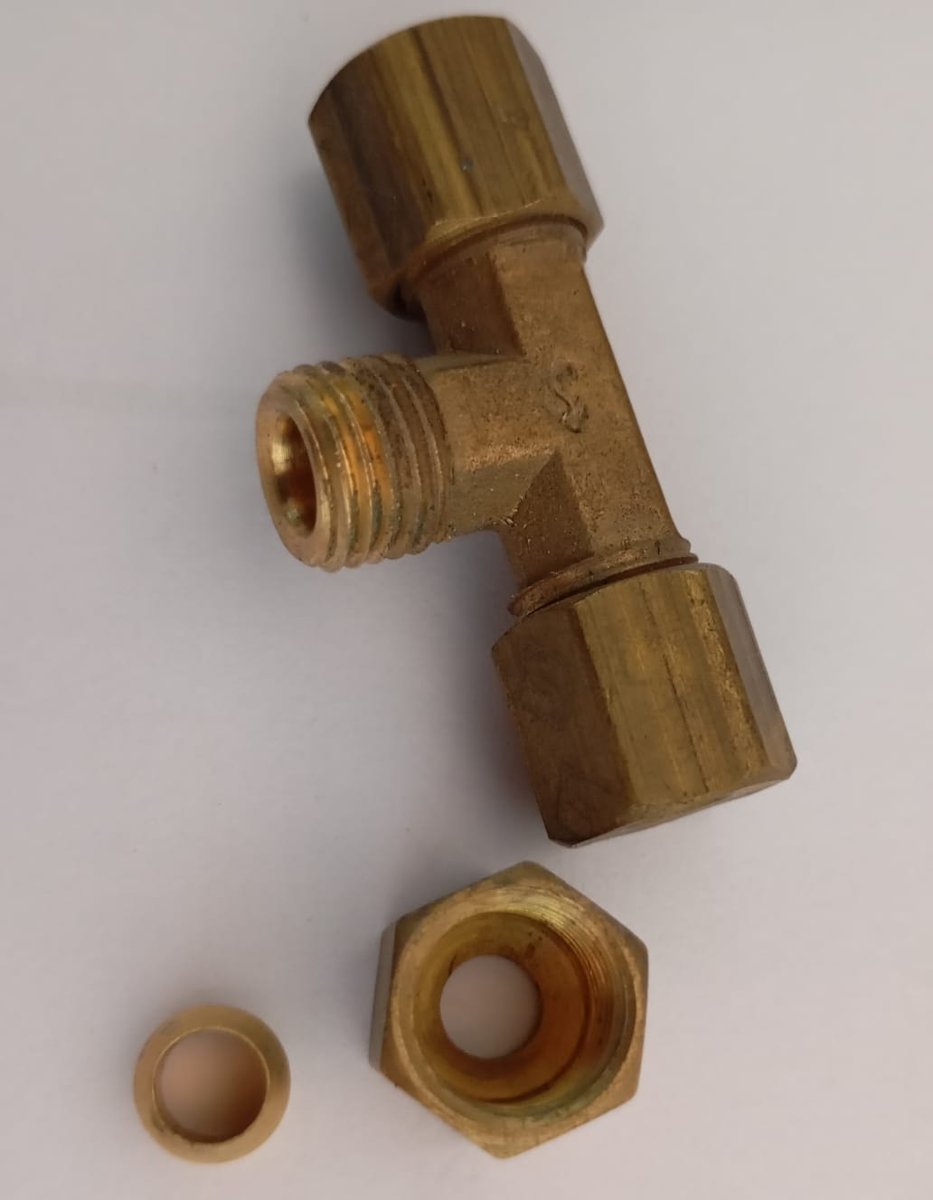 TEE METAL 1/4 X NPT 1/4 - Emenda com Porca e Anilha